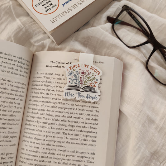 "I Kinda Like Books More Than People" Magnetic Bookmark
