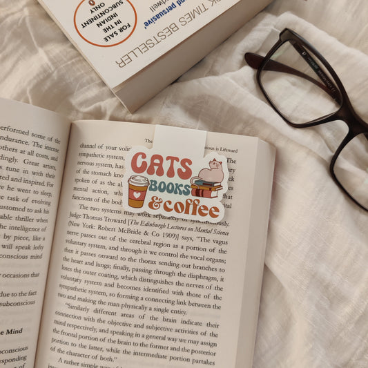 "Cats, Books & Coffee" Magnetic Bookmark
